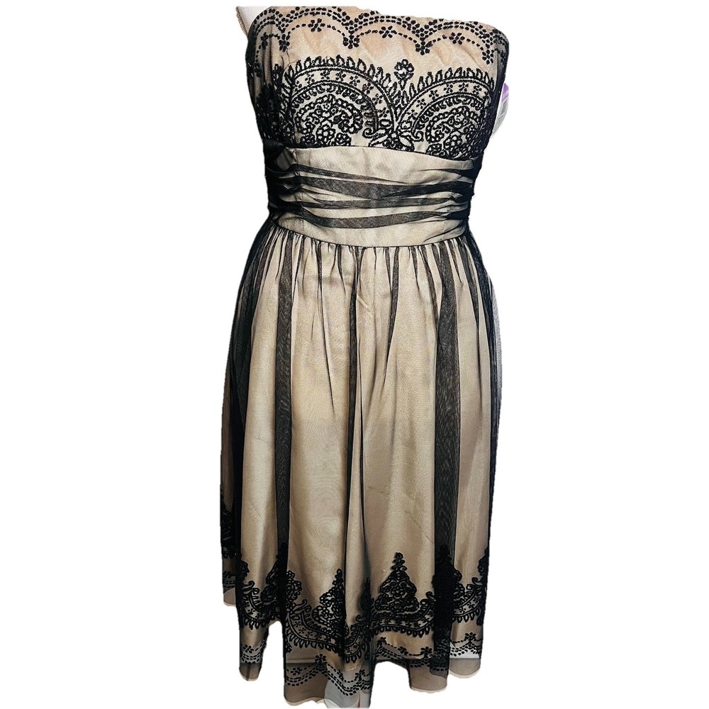 Davids Bridal Strapless Crinkle Chiffon Dress‎ Size 8 Bridesmaid Prom Formal Mob